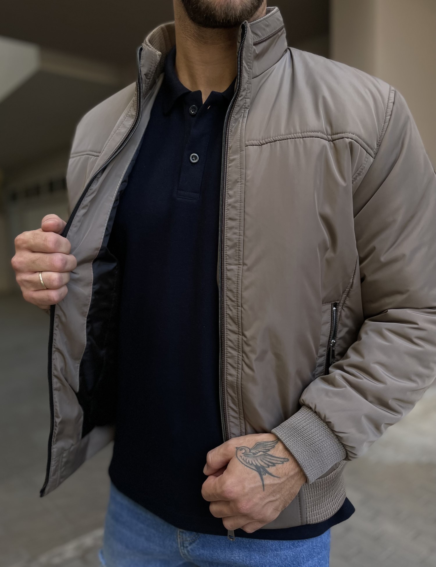 Ανδρικό πούρο μπουφάν με γιακά και λάστιχο HM264044 φωτογραφία